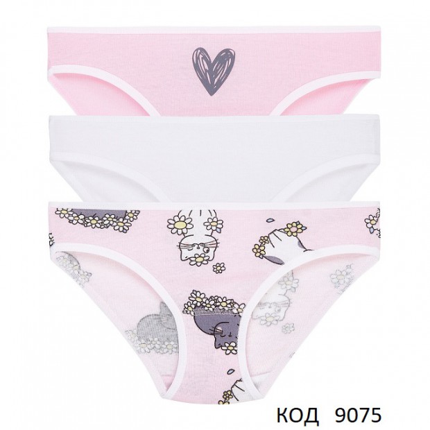 ЛяЛя Труси для дівчинки рібана  к12бк107(2-010,2-048)   52,56,60  3шт