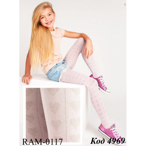 YO Колготки капронові  RAM-0117  (Сердечка Ажур) мікрофібра 40 DEN  116-122/140-146  1 шт