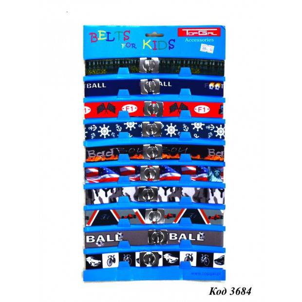 Topgal Ремінь  середній металічна застібка МАЛЮНОК для хлопчика10 шт
