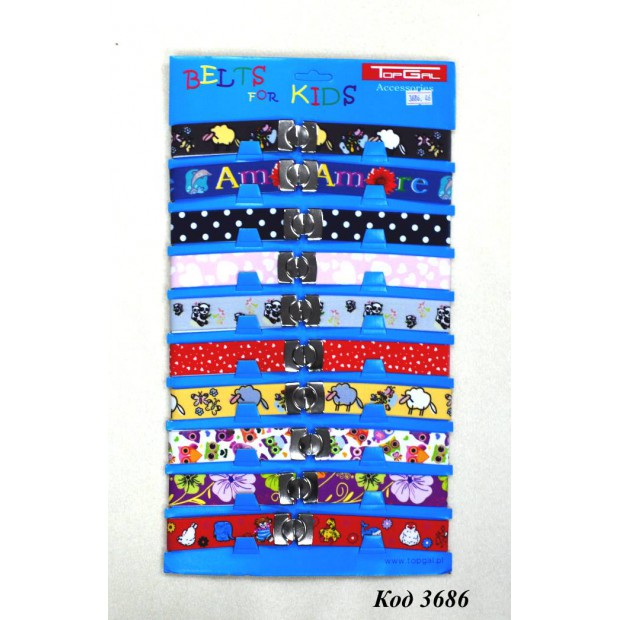 Topgal Ремінь  середній металічна застібка МАЛЮНОК для дівчинки10 шт