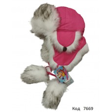 Ukr Шапка-вушанка плащівка на хутрі МАЛИНА розмір50   1шт