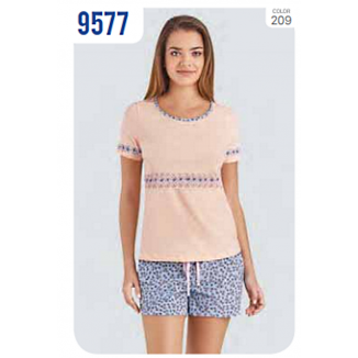 Пижама женская (футболка,шорты) BAYKAR 9577 S.M.L.XL SOMON(персик)  4шт.