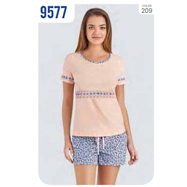 Пижама женская (футболка,шорты) BAYKAR 9577 S.M.L.XL SOMON(персик)  4шт.