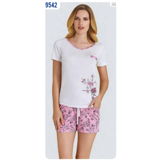 BR Піжама жіноча (футболка+шорти)  9542  S.M.XL KREM(крем)  4(1)шт.