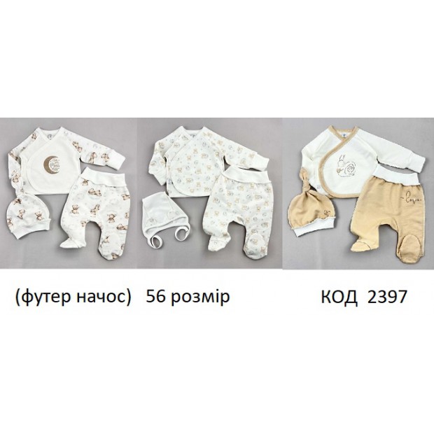 MarioKids Набір для новонароджених ФУТЕР (сорочка+повзунки+шапка) 56,   3шт.