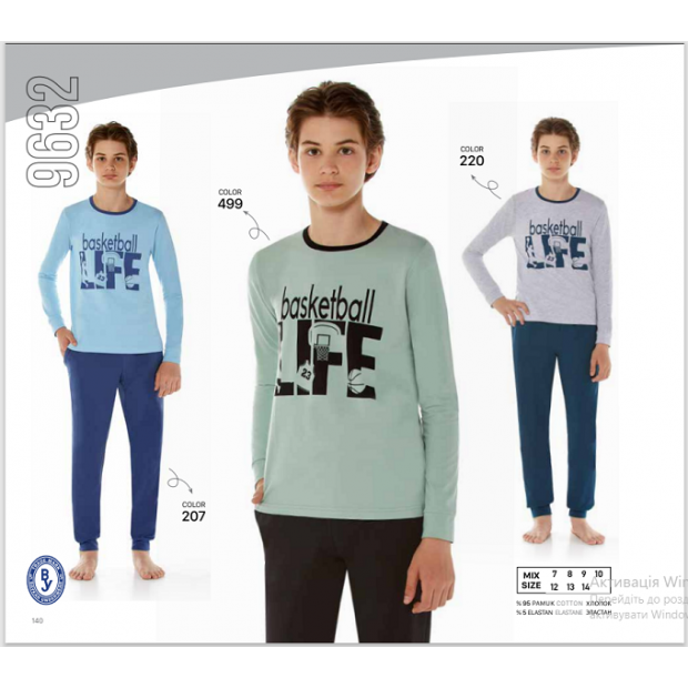 BR Піжама для хлопчика 07-10 стрейч/бавовна  9632   7-10  4 шт.