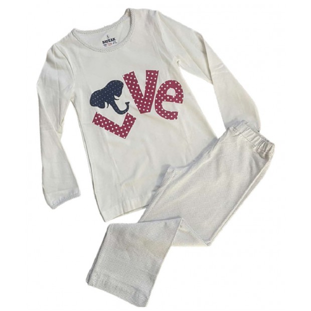 BR Піжама для дівчинки 07-10 стрейч/бавовна  9301    KREM(208,108)молочний 1 шт.