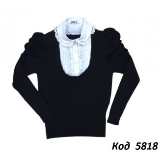 ,Ch Кофта-обманка для дівчинки Xiaofeihu  7-15 ( 116-140) чорний 5(4)шт.