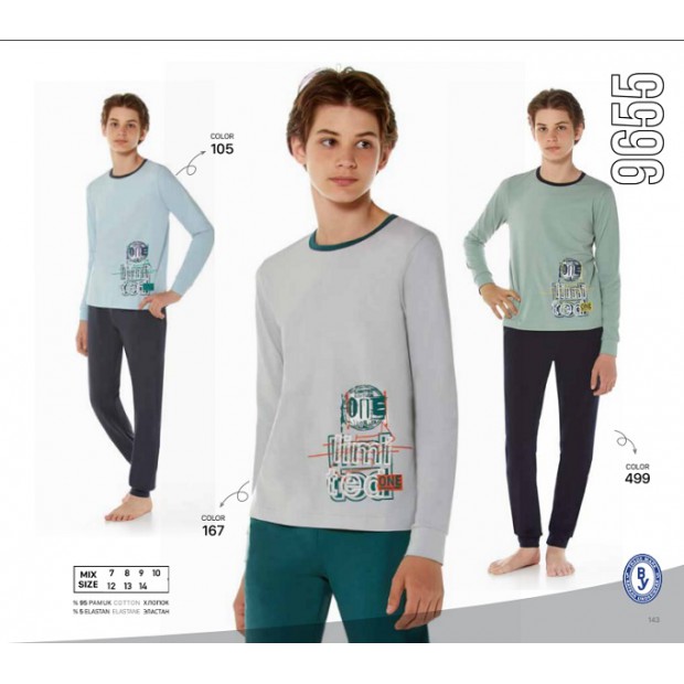 BR Піжама для хлопчика 12,13,14 стрейч/бавовна  9655    12,13,14  3 шт.