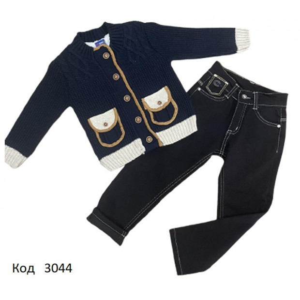 Tr Костюм для хлопчика (кофта вязка нп хутрі + джинси начос) 104-134 років  4(3) шт.