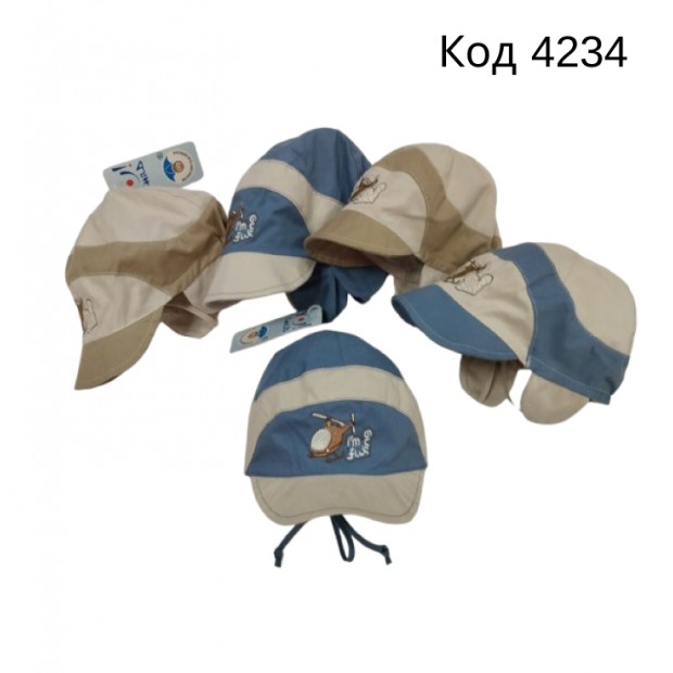 -- YO Шапка котон для хлопчика (на зав'язках) cda-310 Польща 48,50,52  10(5)шт