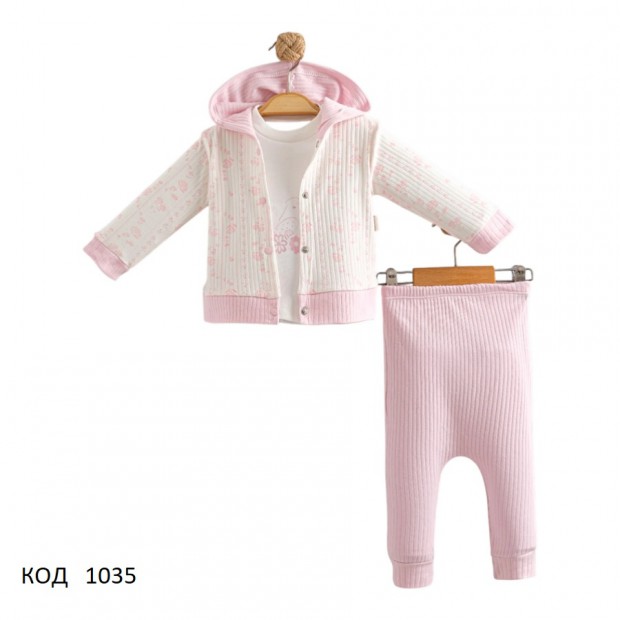 Tr Костюм для дівчинки 3-ка 2-х нитка  CEMİ 2388  3,6,9 міс.  3 шт.