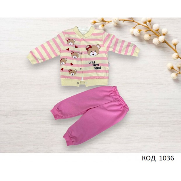 Tr Костюм для дівчинки інтерлок/рубчик DECO 25461 9,12,18,24 міс. 4 шт