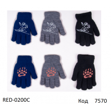YO дв.Перчатки для хлопчика в'язані подвійні(Махра) RED-0200C Шерсть5%  ABS”  14,16   6шт