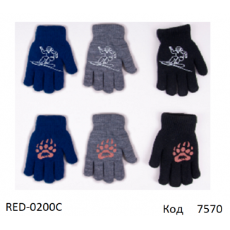 YO дв.Перчатки для хлопчика в'язані подвійні(Махра) RED-0200C Шерсть5%  ABS”  14,16   6шт