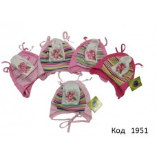 NUS Шапка трикотажна для дівчинки (на зав'язках) СМУЖКА 40-42р.  5шт