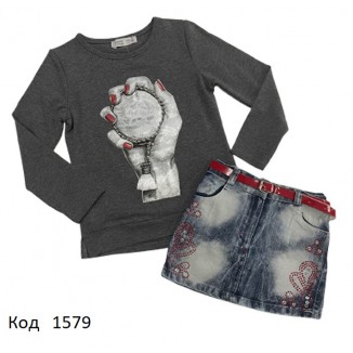 Tr Костюм для дівчинки (кофта+спідниця)  110-128 4 шт.