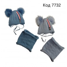 Ambra  Шапка+хомут в'язана на ізософті для хлопчика(на зав'язках) Z-27(BOAT)  .48-50 1(2) шт.