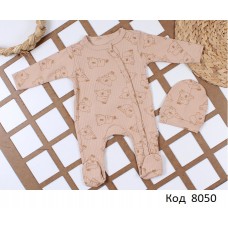 Tr Комбінезон інтерлок рубчик УНІ BEBİO 5020  "Панди"скошена застібка  3,6,9,12  4шт