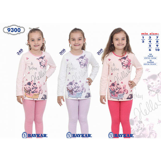 BR Піжама для дівчинки 07-10 стрейч/бавовна  9300    лосини   7-10  4 шт.