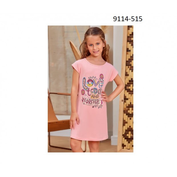 BR Нічна сорочка 03-06 короткий рукав  9114 KOYU SOMON(515)темний-персик 1 шт.