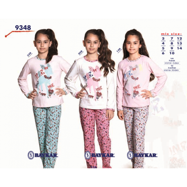 BR Піжама для дівчинки 07-10 стрейч/бавовна  9348    7-10  4 шт.