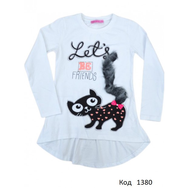Tr Туніка для дівчинки стрейч Safari 717  Котик 116-134 4(3) шт.