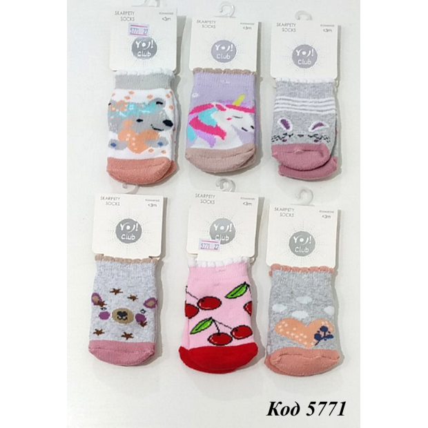 YO Шкарпетки махрові ясельні для дівчинки SKF-0002G МІКС кольорів.0-3,3-6,6-9  6(3)шт