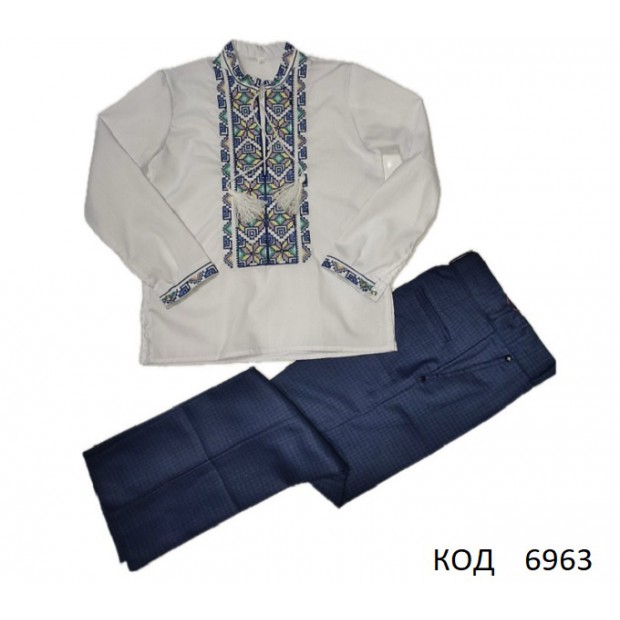 Ukr Костюм (вишиванка+штани Suzie клітинка синій)  122,128,146   5(3) шт