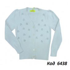 ,Ch Кофта для дівчинки на гудзиках  Xiaofeihu 7-15  (122-146)  білий  5шт.