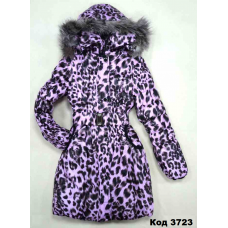 Ch Пальто зимове для дівчинки синтапон на флісі Moonbox 140-158 леопард розовий  (R)  4(1)шт