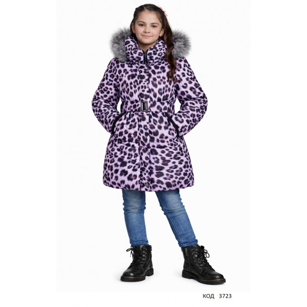 Ch Пальто зимове для дівчинки синтапон на флісі Moonbox 140-158 леопард розовий  (R)  4(1)шт