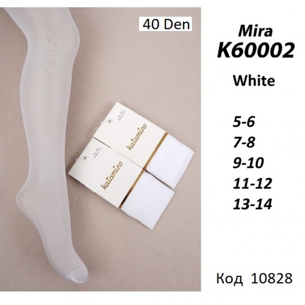 ArtiKatamino Колготки капронові 40 DEN  90%ПА,10%Ел  ОДНОТОН К60002  Beyaz(БІЛИЙ) 6(1) шт.