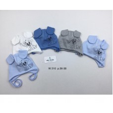 AlaBabyШапка трикотажна для хлопчика (на зав'язках) W-210  36-38  5(4) шт.