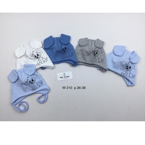 AlaBabyШапка трикотажна для хлопчика (на зав'язках) W-210  36-38  5(4) шт.