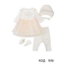 ЛяЛя Набір для хрещення ВЕЛЮР  К15ВЛ002 (Плаття+штани+шапочка+царапки).68  1шт