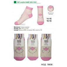 V&T Шкарпетки бавовняні для дівчинки короткі ШДУ 024-1237 14-16/16-18  12(3)шт
