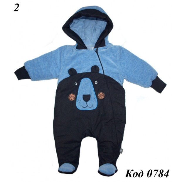 ЛяЛя Комбінезон 2-х нитка/велюр синтепон на трикотажі для хлопчика 8ВЛ047  62,68,74  1шт