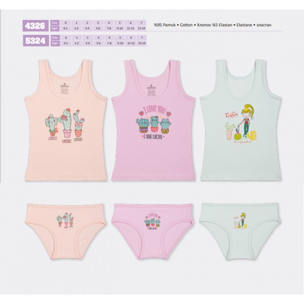BR Набір6 білизни для дівчинки(майка+ТРУСИ) 4326/5324   6(3)шт.