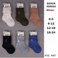 ArtiKatamino Шкарпетки махрові для хлопчика ясельні ВІДВОРОТ 450910 мікс 0-6/12-18  12(3) шт.