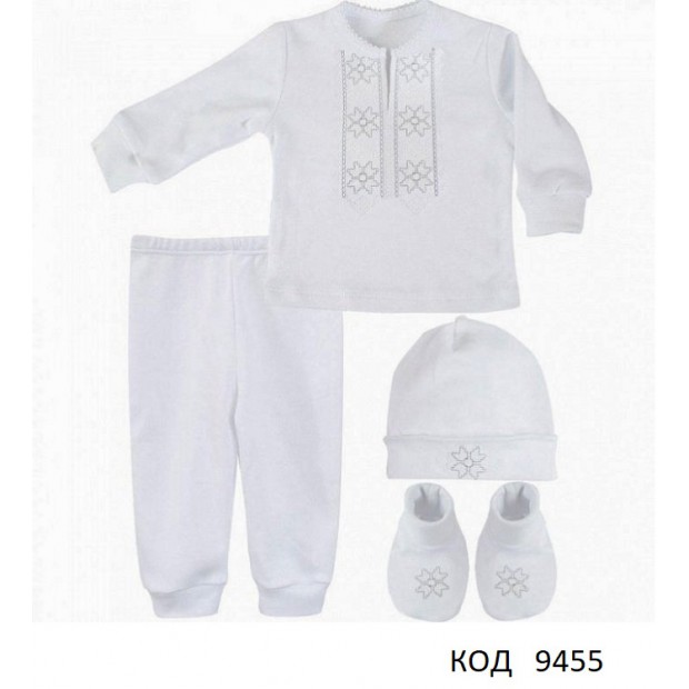 LD Комплект інтерлок ВИШИВКА срібна зірка КД 15   3/4предмети 62,68,74,   1 шт.