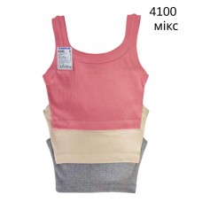 BR  Топ для дівчинки подовженний РУБЧИК 4100,99  КОРАЛ/БЕЖ/СІРИЙ  підліток   06,07,08   6(3) шт.