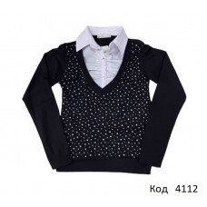 Tr Кофта-обманка стрейч BNN 6633 білий комірець  140-176   4 шт.