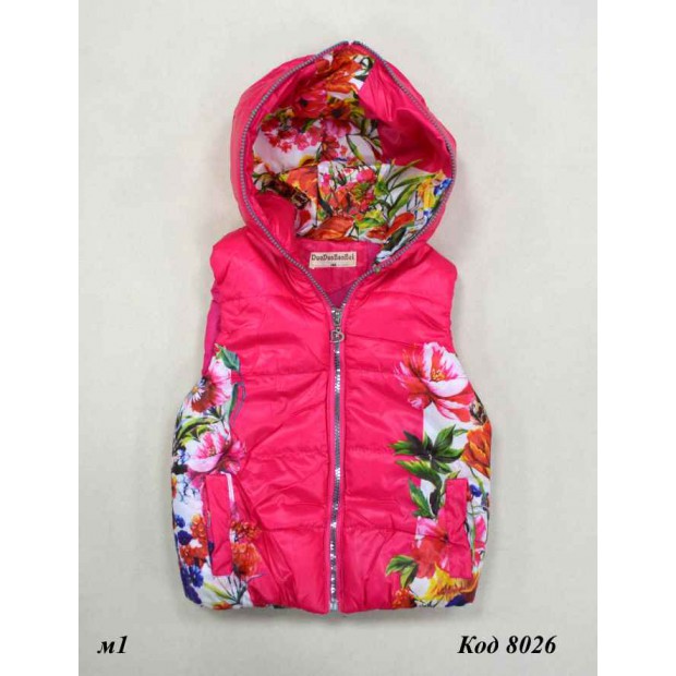 Ch Жилетка для дівчинки з капюшоном синтапон на флісі М,XL   .5 (2)р.