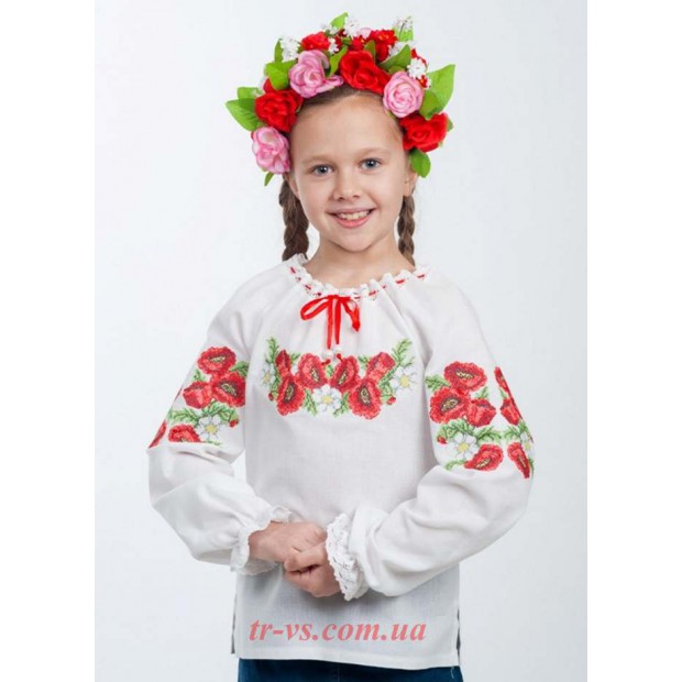 Ukr Вишиванка для дівчинки 4301 машинна вишивка 110-134 льон 5 шт.