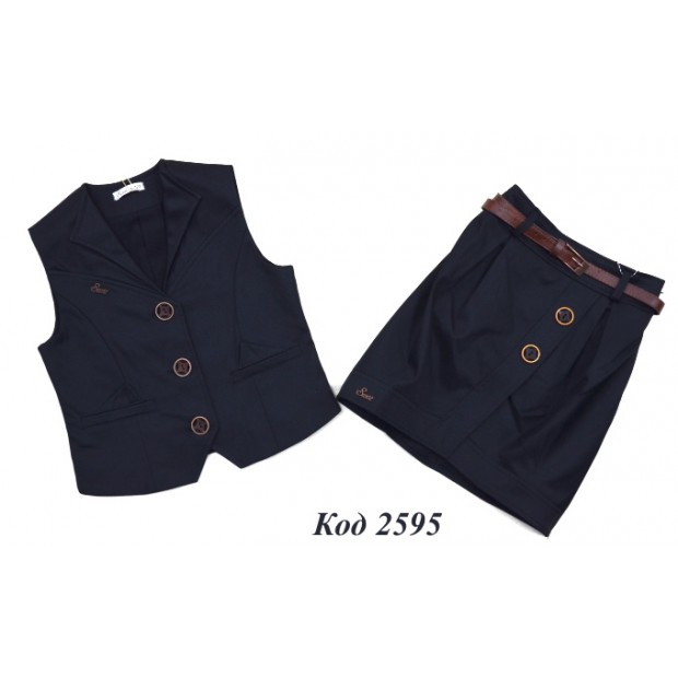 ,,Suzie122-152меморі КОСТЮМ Жилетка "Шанталь" (5439) + Спідниця чорний122-152 6 р.