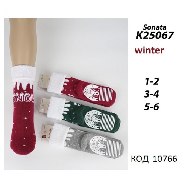 ArtiKatamino Шкарпетки махрові для дівчинки СИЛІКОН К25067 МІКС 1-2//5-6   12(3) шт.