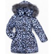 Ch Пальто зимове для дівчинки синтапон на флісі Moonbox 140-158 леопард синій 4(1)шт