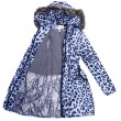 Ch Пальто зимове для дівчинки синтапон на флісі Moonbox 140-158 леопард синій 4(1)шт