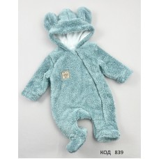 MarioKids Комбінезон вельсофт на підкладці ВЕДМЕЖА довга махра МЕНТОЛ 56,62,68  1шт
